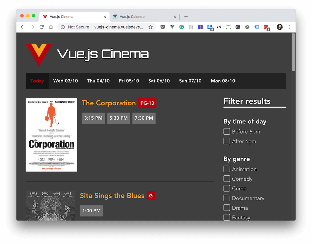 Vue.js Cinema - Live demo